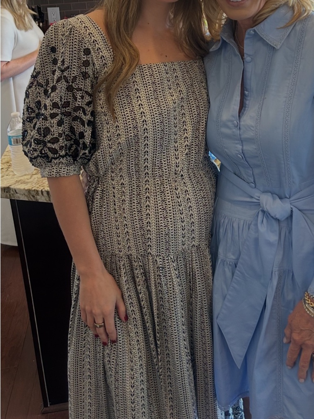 Joie Nashua Fit Flare Smocked Square-Neck Maxi Dress